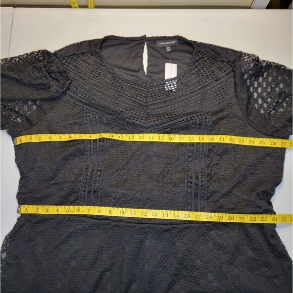 Lane Bryant Black Mock-Neck Illusion Lace Peplum Blouse Women's Plus Size 30/32 - Picture 13 of 16